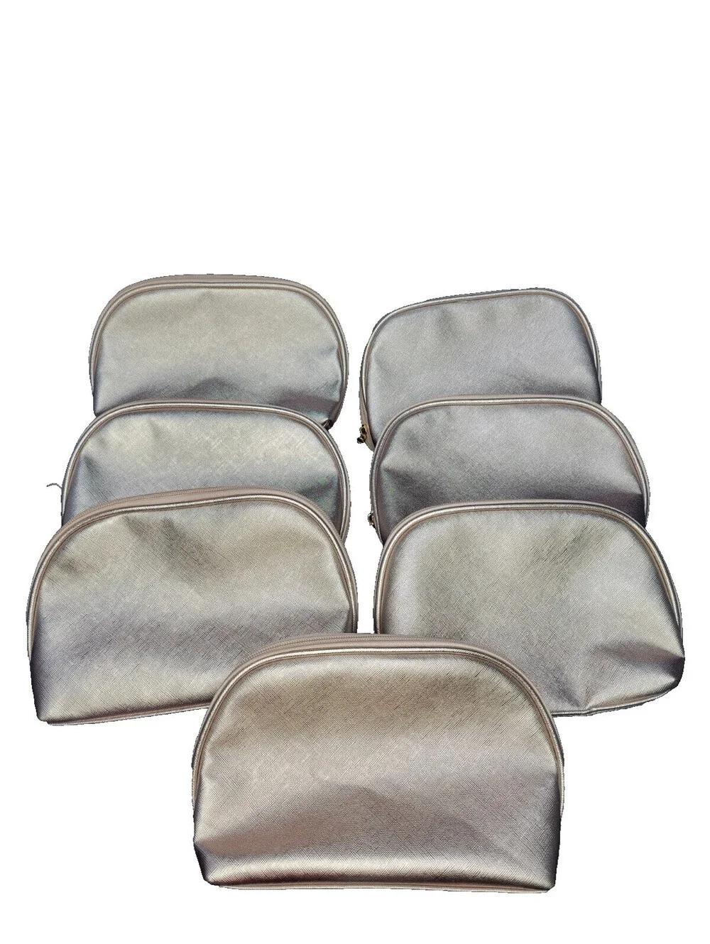 x7 Metallic Rose Gold Makeup Cosmetics Travel Pouch Toiletry Bag Faux Leather